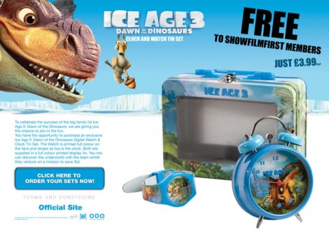 Free Ice Age 3 Watch, Clock and Tin @ SeeFilmFirst (Pay P&amp;P)