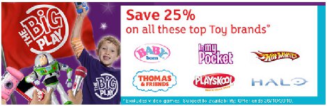 25% Off Top Toy Brands @ Argos