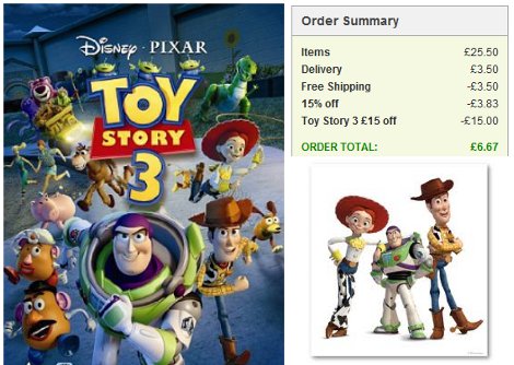 Toy Story 3 DVD &pound;7.50/&pound;6.67 And Free Delivery @ Marks and Spencer