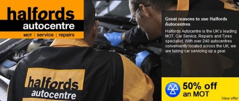 50% Off MOT @ Halfords