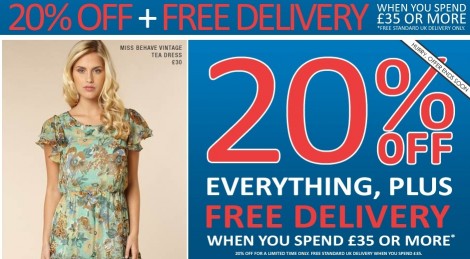 20% Off Everything And Free Delivery Over &pound;35 @ Peacocks