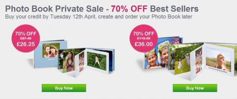 Photo Book Private Sale 70% Off @ Photobox