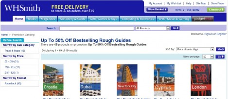 Rough Guides Up To 50% Off @ WH Smith