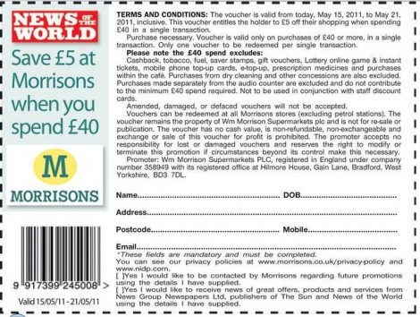 Morrisons Coupon: &pound;5 Off &pound;40 Spend