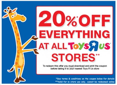 Toys R Us Coupon: 20% Off Instore 