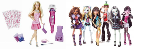Hut Toy Testing: Barbie Glitter Vaccum &amp; Monster High Dolls