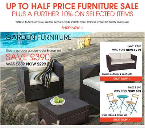 Debenhams Half Price Furniture Sale