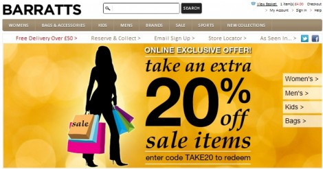 Barratts Promotional Code: 20% Off Sale Items