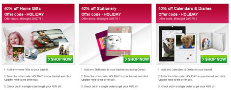 40% Off Personalised Gifts, Stationery, Calendars and Diaries @ Photobox