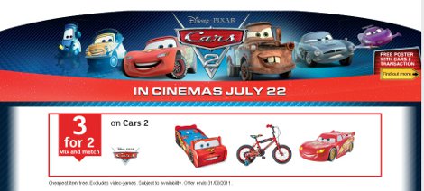 Disney Cars 3 For 2 @ Argos Disney Cars 3 For 2 @ Argos