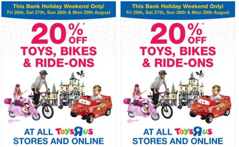 Toys R Us Promotional Code: 20% Off Toys, Bikes And Ride-ons Toys R Us Promotional Code: 20% Off Toys, Bikes And Ride-ons