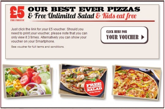Pizza Hut Coupon: £5 Pizza, Unlimited Salad, Kids Eat Free Pizza Hut Coupon: £5 Pizza, Unlimited Salad, Kids Eat Free