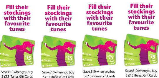 Buy Three &pound;15 iTunes Gift Cards For &pound;35 @ Tesco