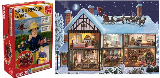 Jumbo Games Fireman Sam Spin And Rescue Game And Night Before Christmas Jigsaw Puzzle Review
