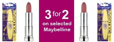 3 for 2 On Selected Maybelline Products @ Superdrug