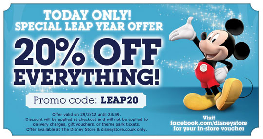20% Off Everything (Today Only) @ The Disney Store