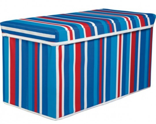 Upholstered Toy Storage Box Blue Stripe Or Pink Polka Dots &pound;17.99 @ Argos