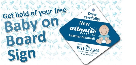 Baby Freebie: Free Baby On Board Sign @ Atlantic FM Baby Freebie: Free Baby On Board Sign @ Atlantic FM