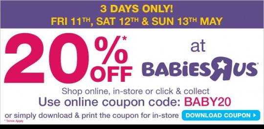 Babies R Us Promotional Code: 20% Off