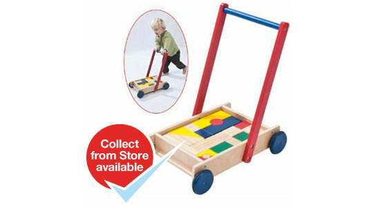 Wooden Building Blocks In Wooden Push-Along Trolley &pound;9.99 @ Home Bargains