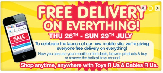 Free Delivery On Everything @ ToysRUs Free Delivery On Everything @ ToysRUs