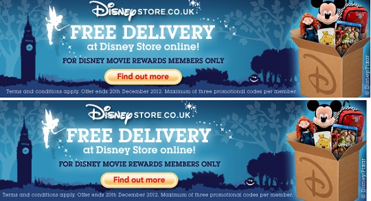 Three Free Delivery Codes @ Disney Store Three Free Delivery Codes @ Disney Store