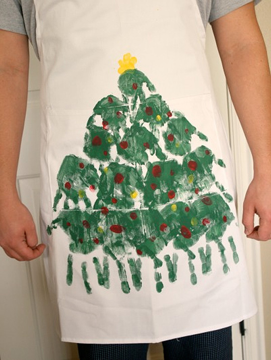 Hand Print Christmas Tree Apron