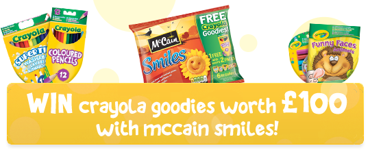 Giveaway: WIN Crayola colouring goodies worth &pound;100 with McCain Smiles!