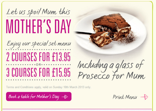 Mother's Day Lunch Deal @ Ask Italian Mother's Day Lunch Deal @ Ask Italian