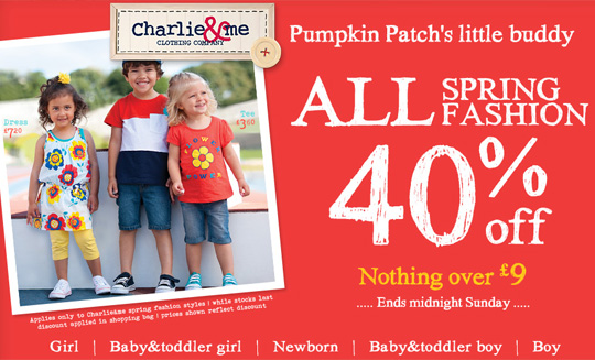 40% Off All Spring Fashion Plus Free Delivery @ Pumpkin Patch