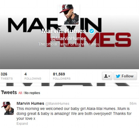 Celebaby: Welcome Alaia-Mai Humes