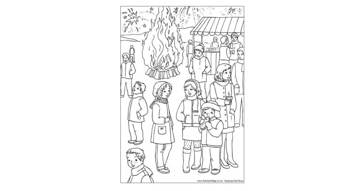 Bonfire Night Colouring Pages