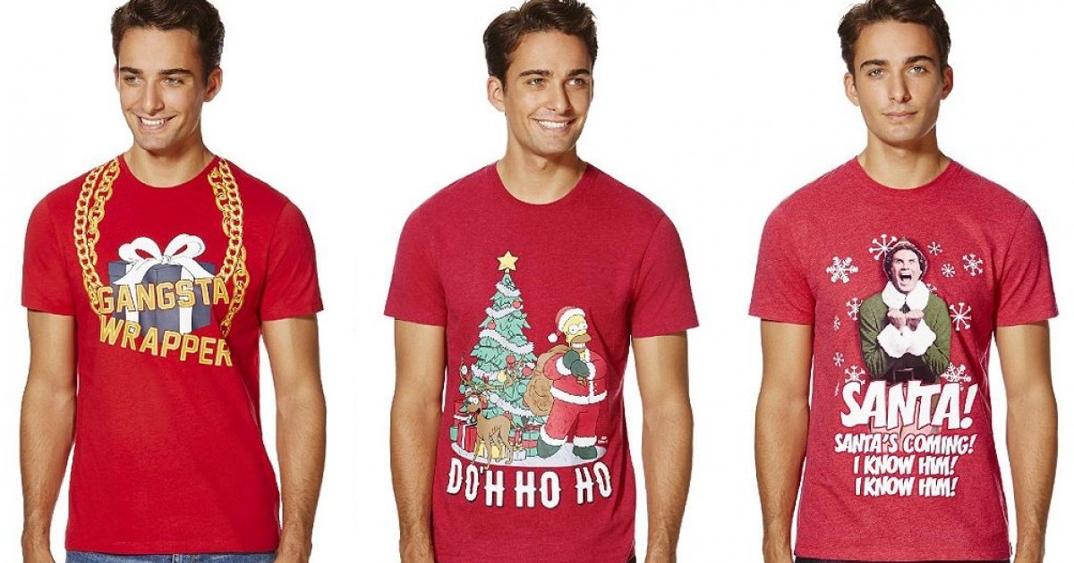 Men's Christmas Tshirts Now From £3 at F&F Tesco Direct