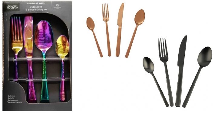 Iridescent/Black/Rose Gold Cutlery £20 @ Asda George