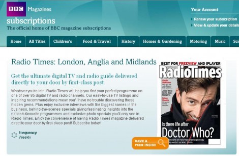 Radio Times Magazine Subscription Offers