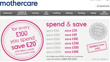 Mothercare Promotional Code 20 off 100