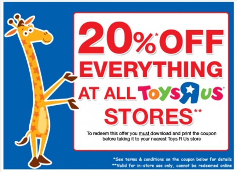 Toys R Us Coupon: 20% Off Instore