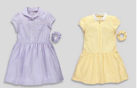 purple and white gingham school dress