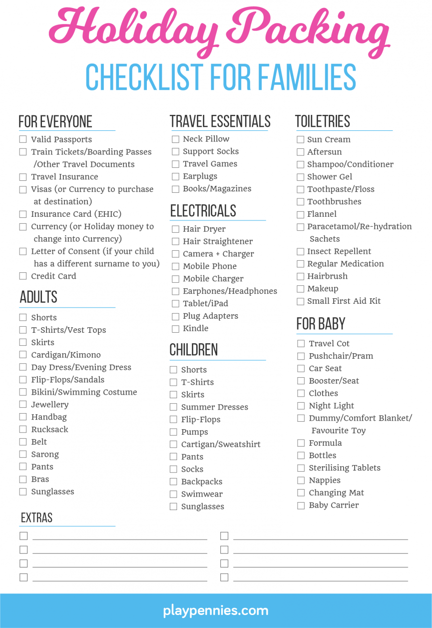 family travel checklist