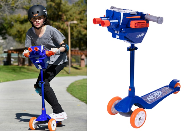 Nerf NERF Fire Blaster Scooter - Dual Barrel Rapid Fire Action - 3-Wheel Push Scooter with Adjustable Height - Compatible with NERF Products in the Scooters department at