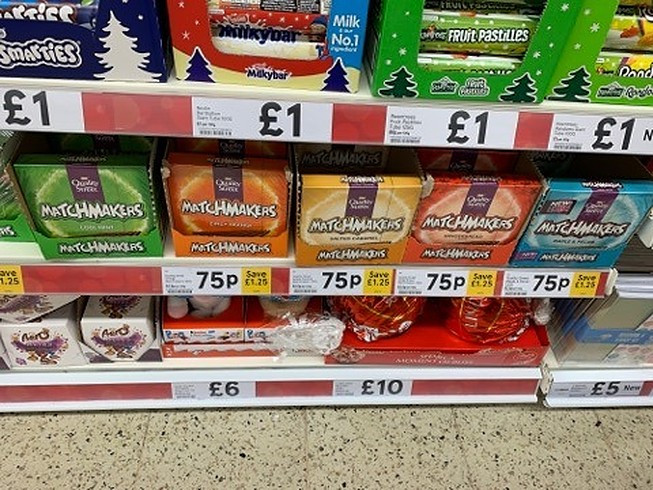 Matchmakers Chocolates on shelf at Tesco