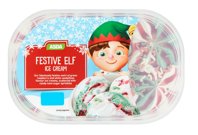 Festive Elf Ice Cream 900ml tub from Asda