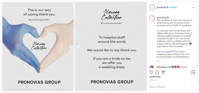 Pronovias instagram post