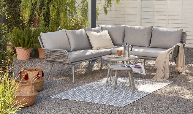 Ensemble de canapé d'angle Homebase en rotin Hartiana Juliana gris
