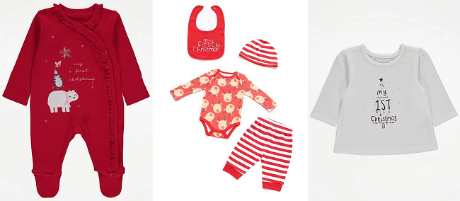 Baby's 1st Christmas clothing from Asda and Studio