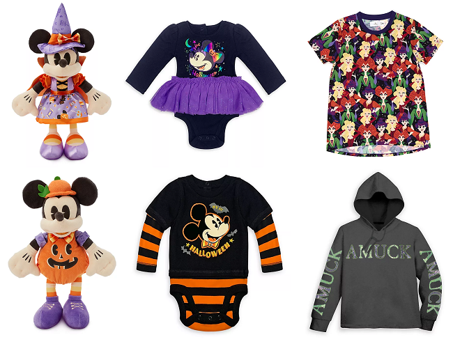 Halloween sale items at Shop Disney including soft toys and clothing