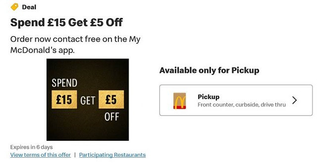 McDonalds app screenshot of spend and save offer
