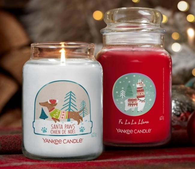 Yankee Candle Santa Paws and Fa La La La Llama candles