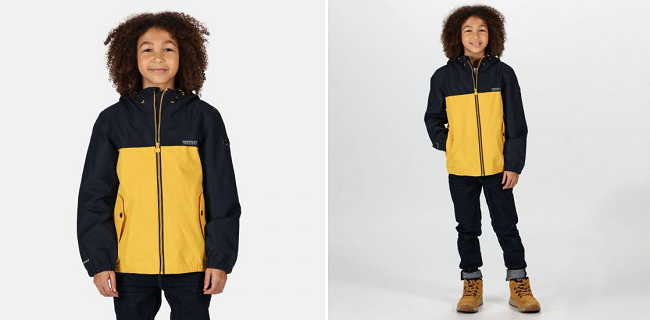 Regatta Kids' Hubbell Waterproof Jacket Navy Old Gold