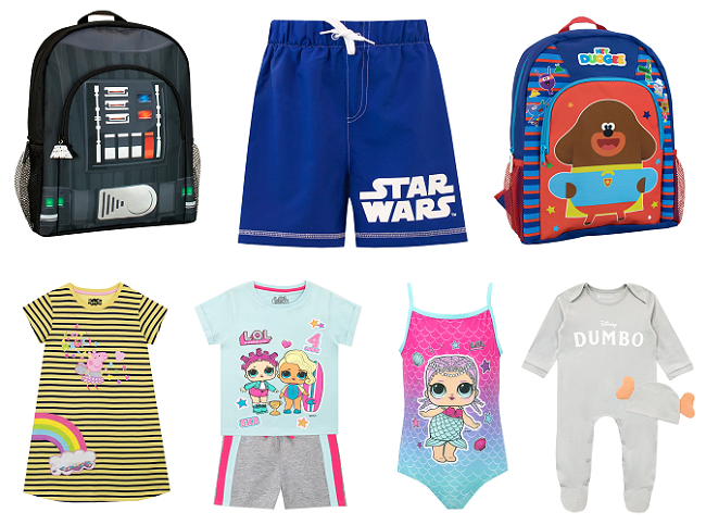 Character clothing and accessories from Star Wars, L.O.L. Surprise, Peppa Pig, Dumbo and Hey Duggee